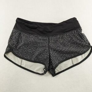 Lululemon Speed Up Shorts Womens 4 Black Manifesto Script Lined Running Gym 2.5"